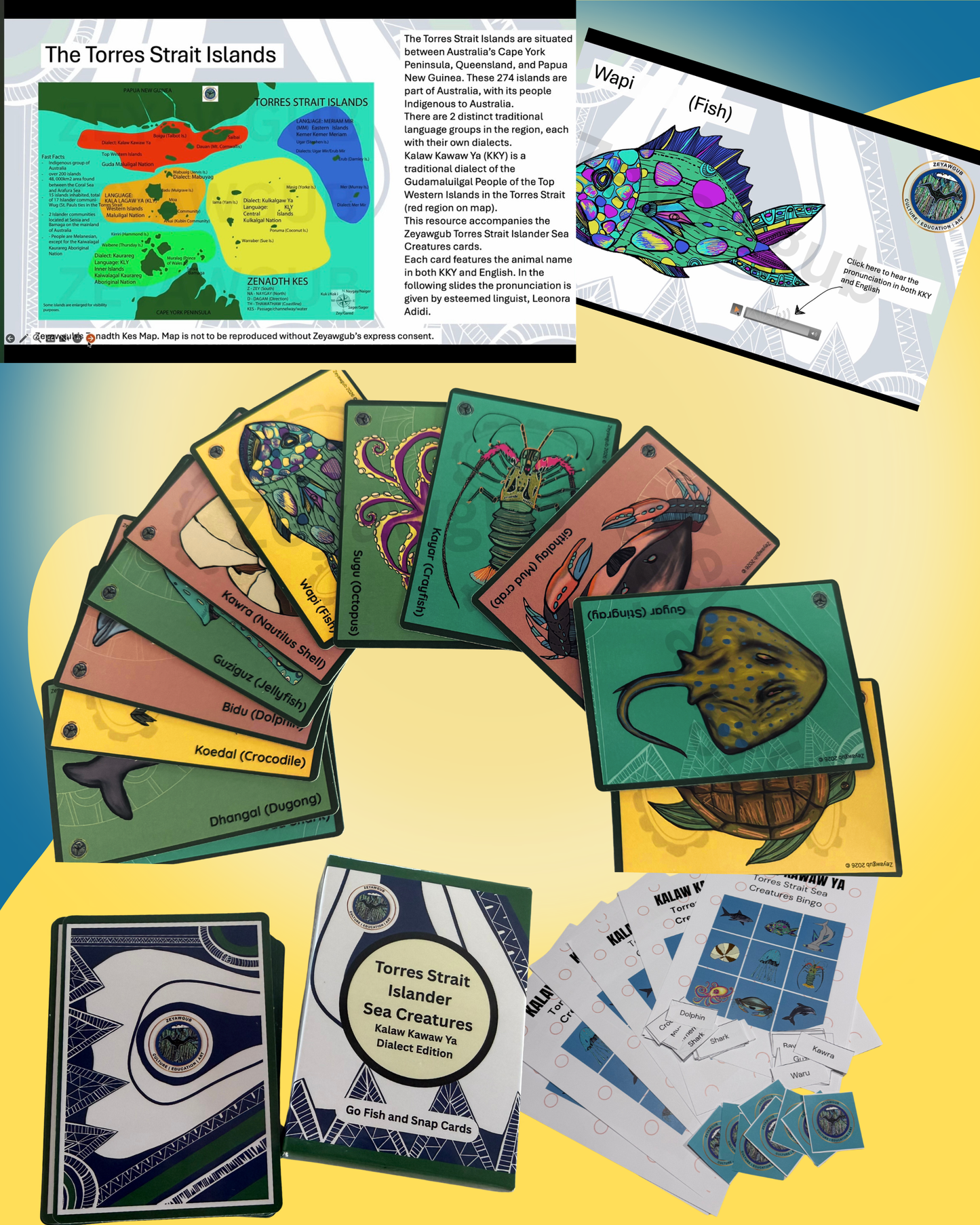 Torres Strait Sea Creatures Cards: Snap! and Go Fish.