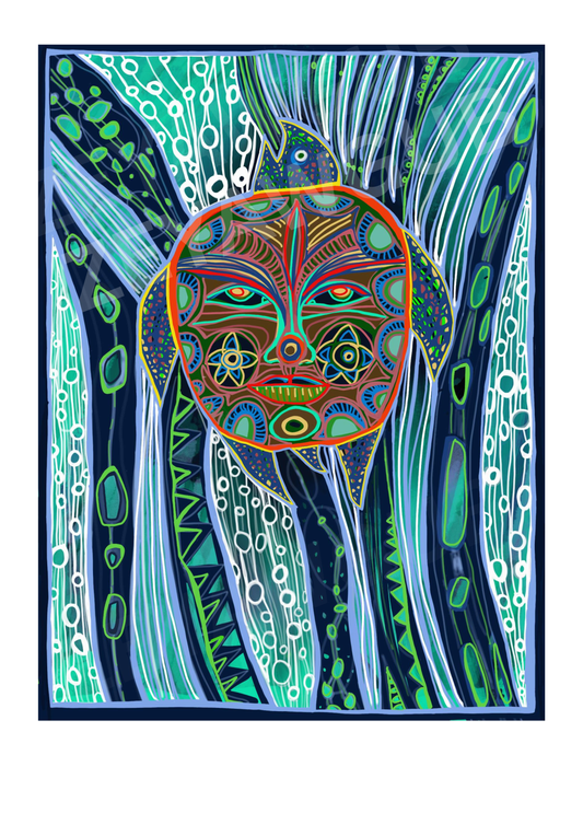 Waru Paru (Turtle Face) Medium Size Mounted